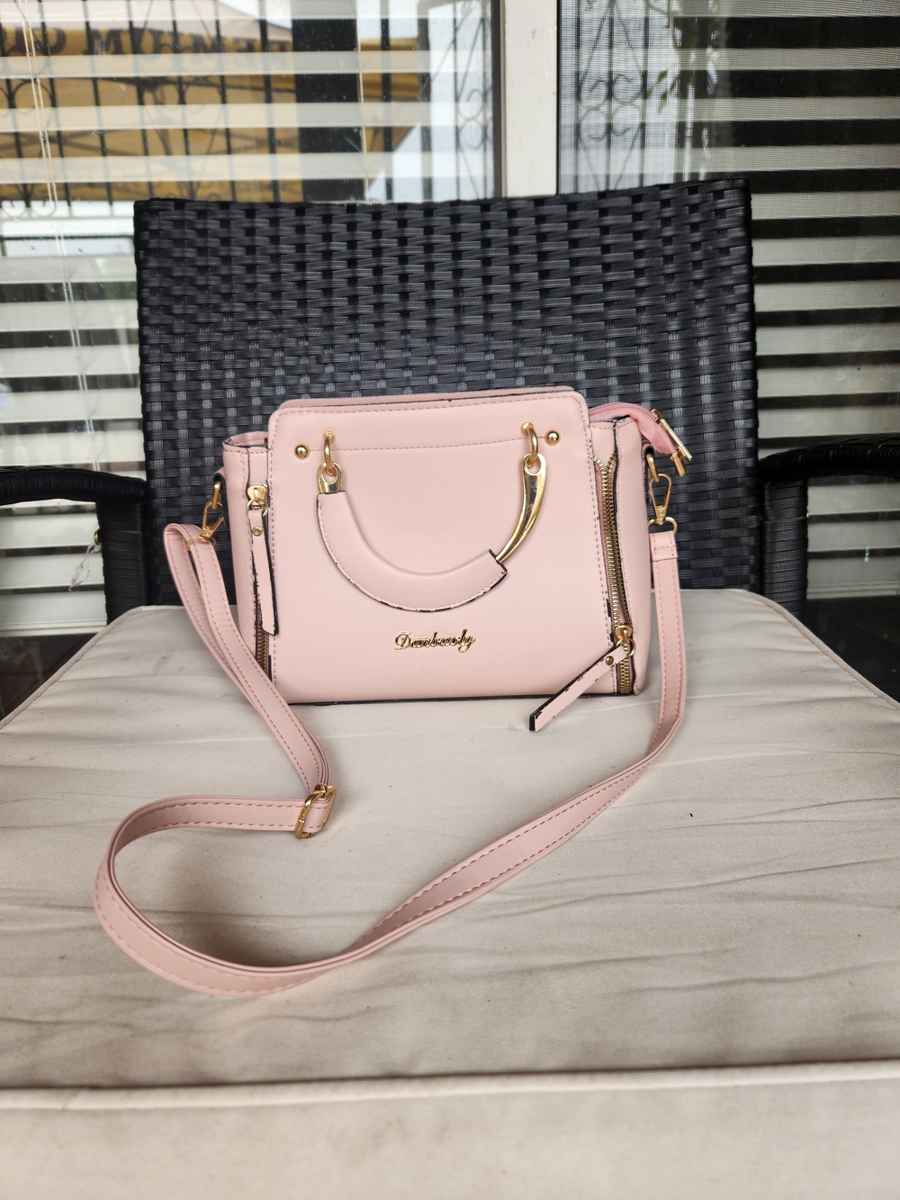 Pink Structured Crossbody Tote